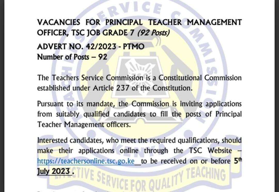Teachersonline tsc go ke Recruitment Portal 2023 Apply For Teachers 